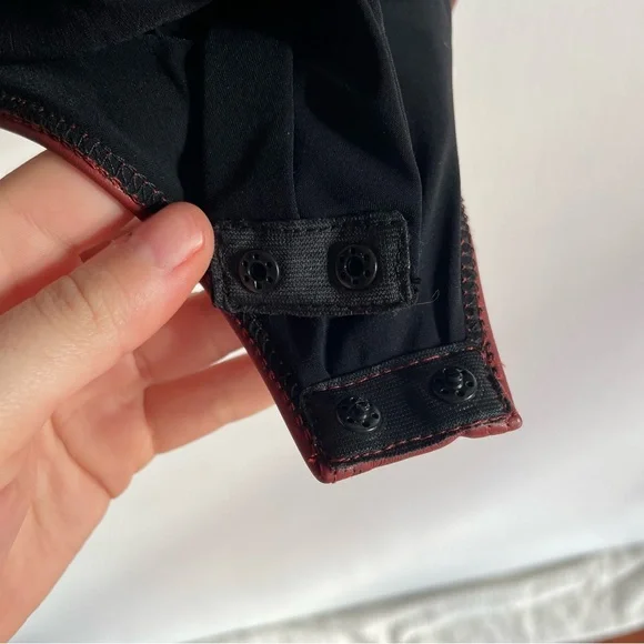 ALIX NYC Hirst Bodysuit Faux Leather Marroon Red Sleeveless Back Cut Out M - Picture 10 of 15